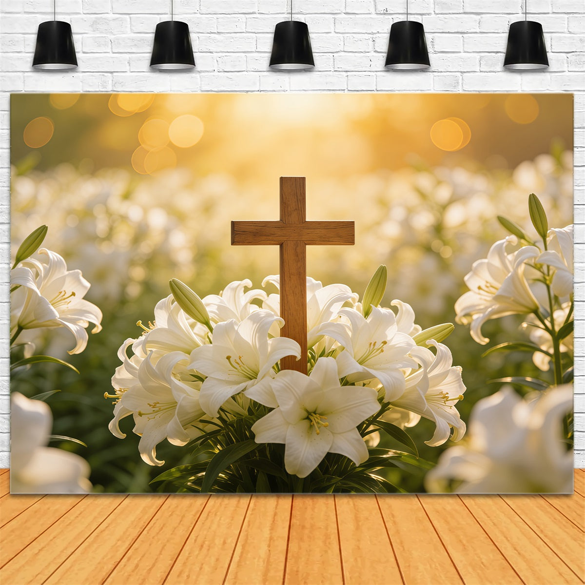 Fond Photo Pâques Croix Printanière Effet Bokeh Doux CSH61-73