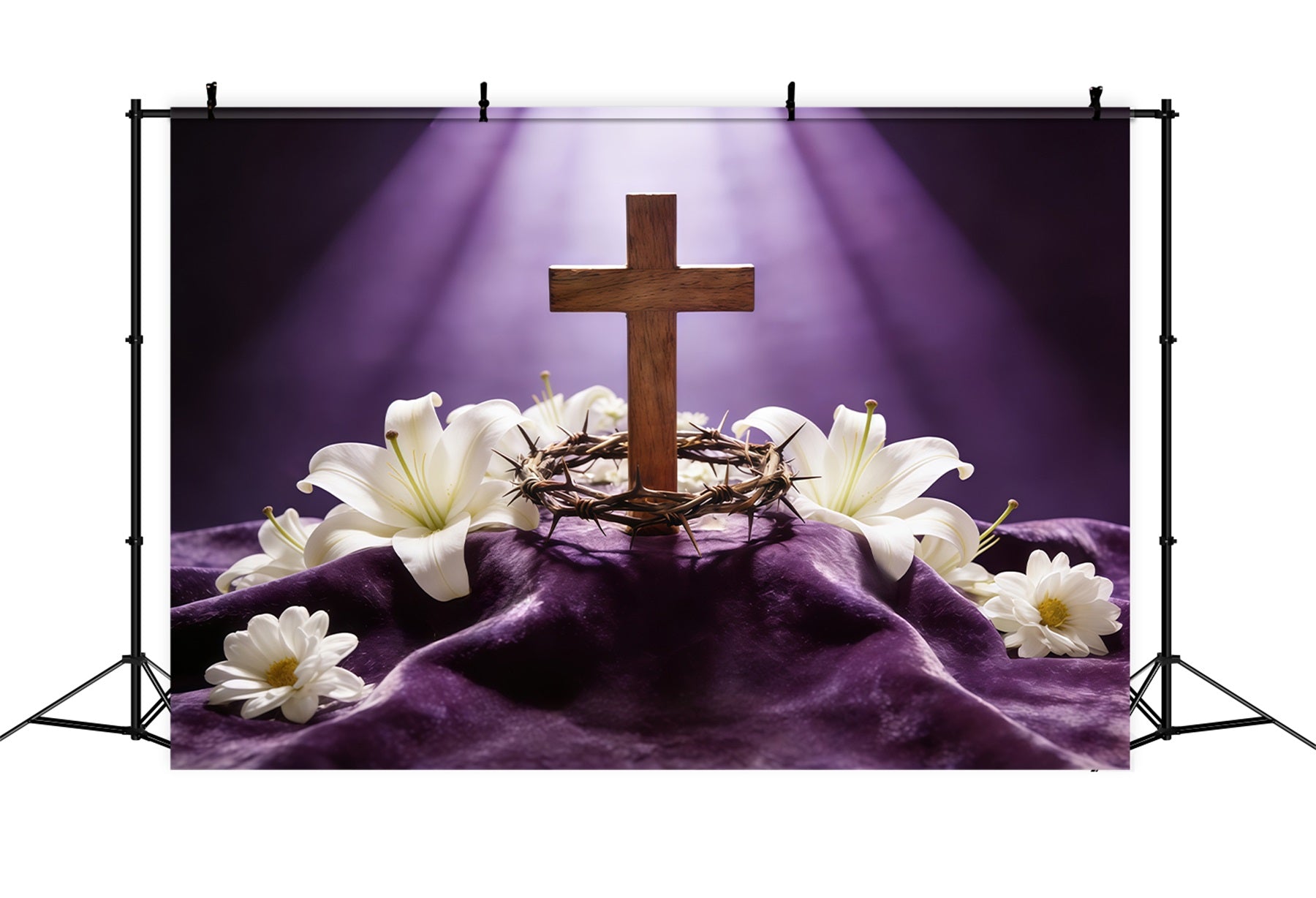 Toile de fond de Pâques Croix Couronne D’Épines Lumière Pourpre CSH61-75