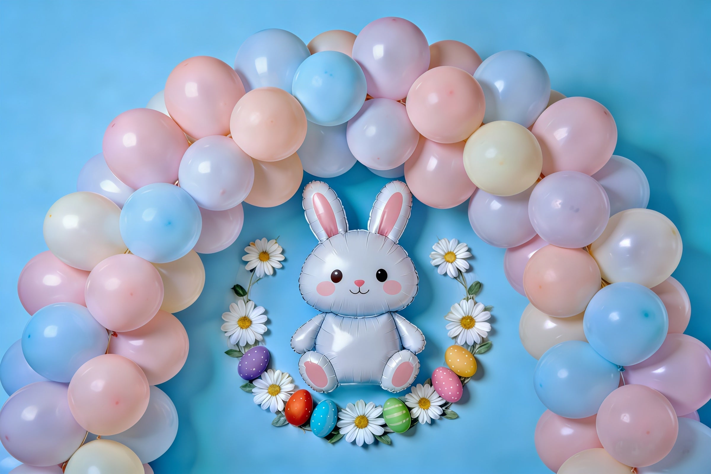 Toile de fond Pâques Arche Ballons Lapin Œufs CSH61-82