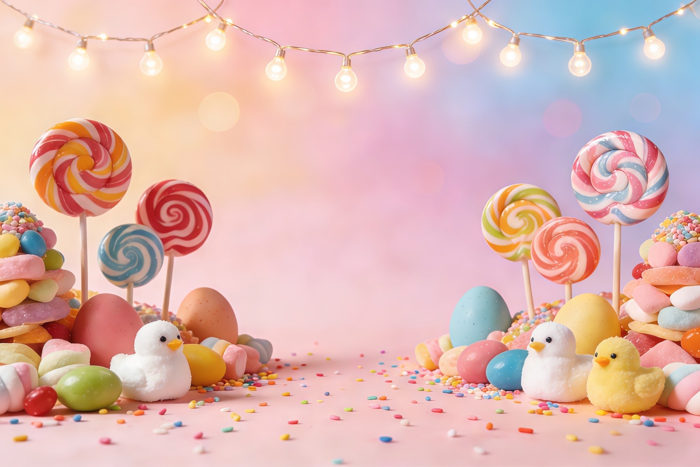 Toile de fond Pâques Bonbons Pastel Sucettes Œufs CSH61-86