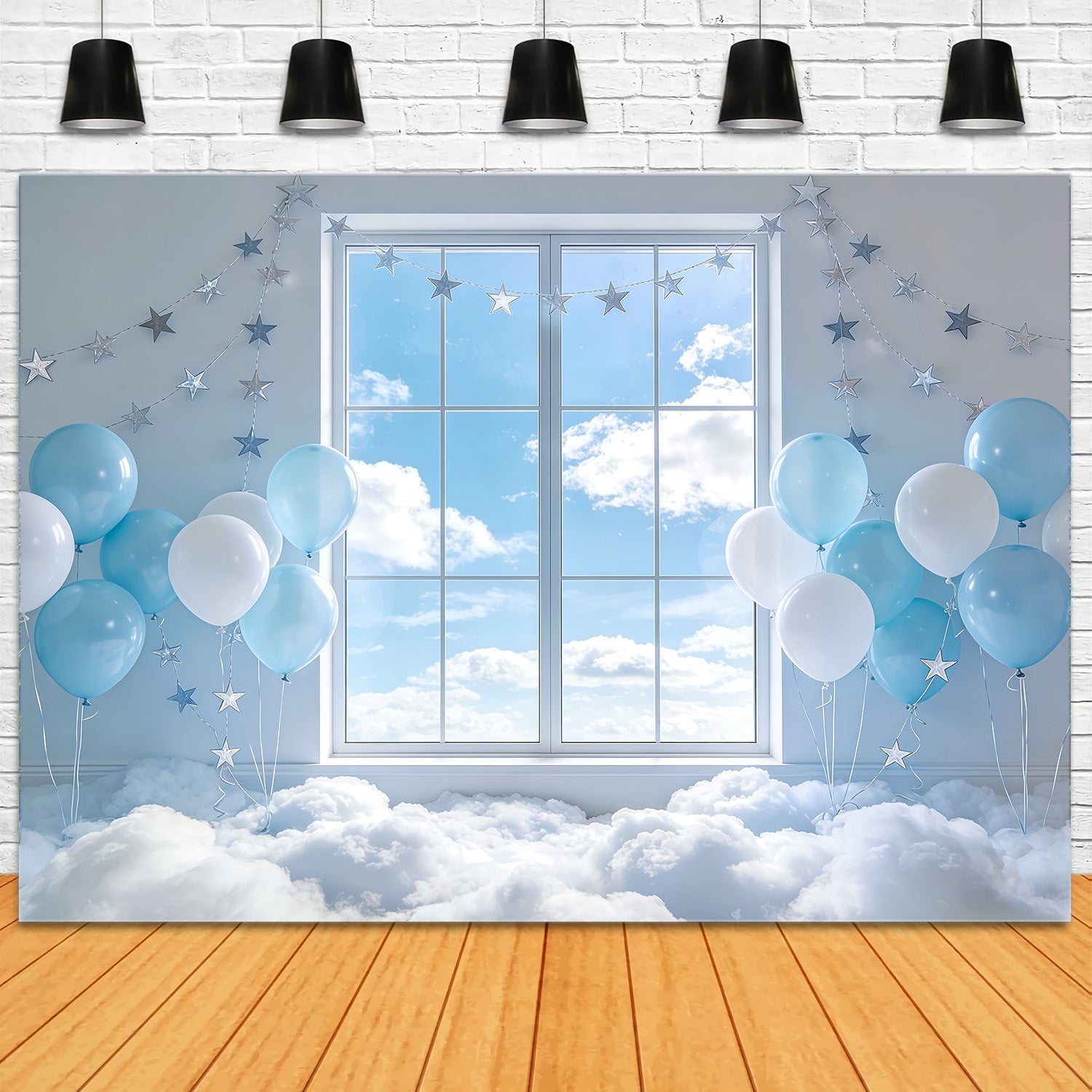 Toile de fond Nuages Ballon Étoile Fenêtre Ciel CSH62-115