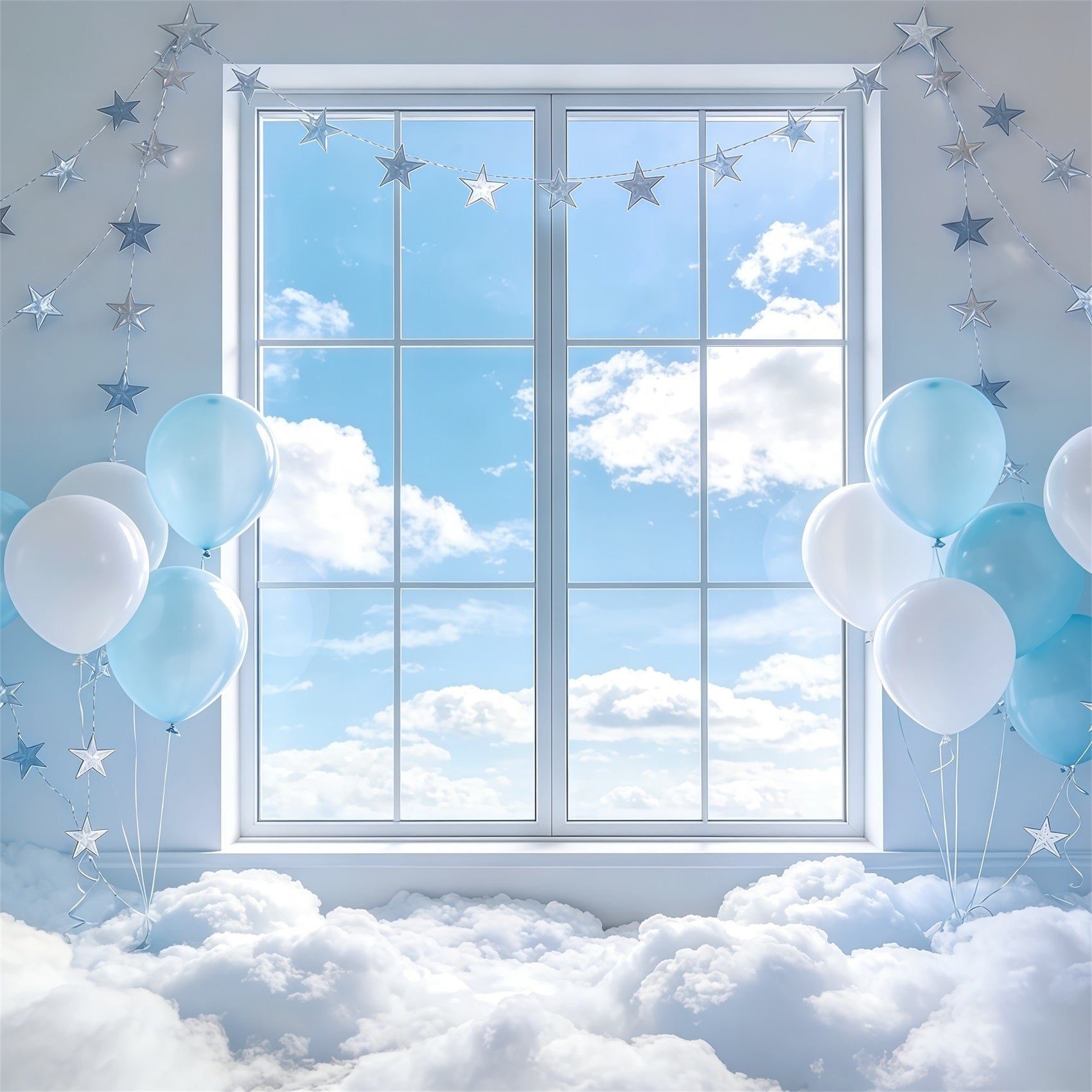 Toile de fond Nuages Ballon Étoile Fenêtre Ciel CSH62-115