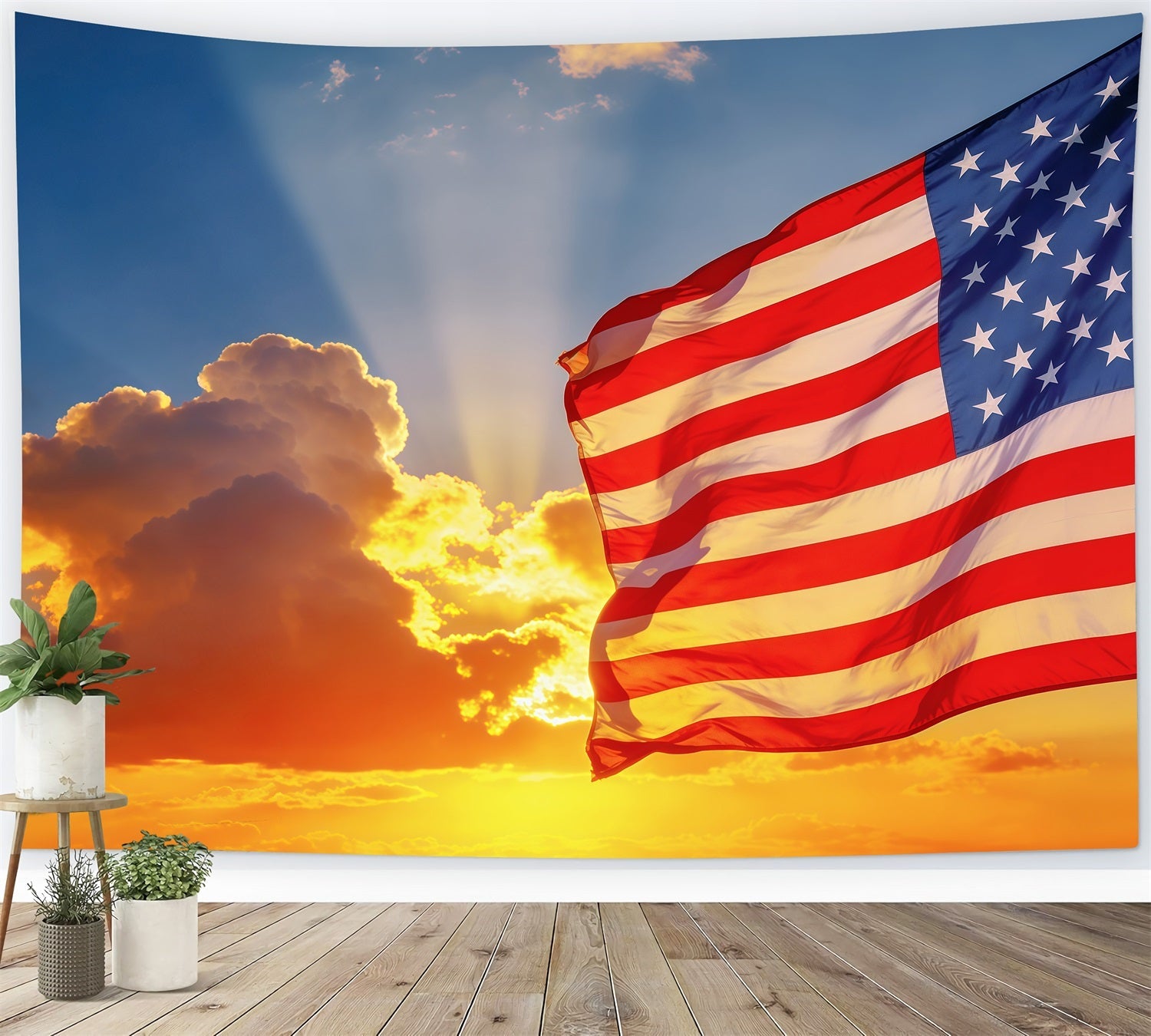 Toile de fond Photo Ciel Coucher Soleil Drapeau Américain Ciel CSH62-121