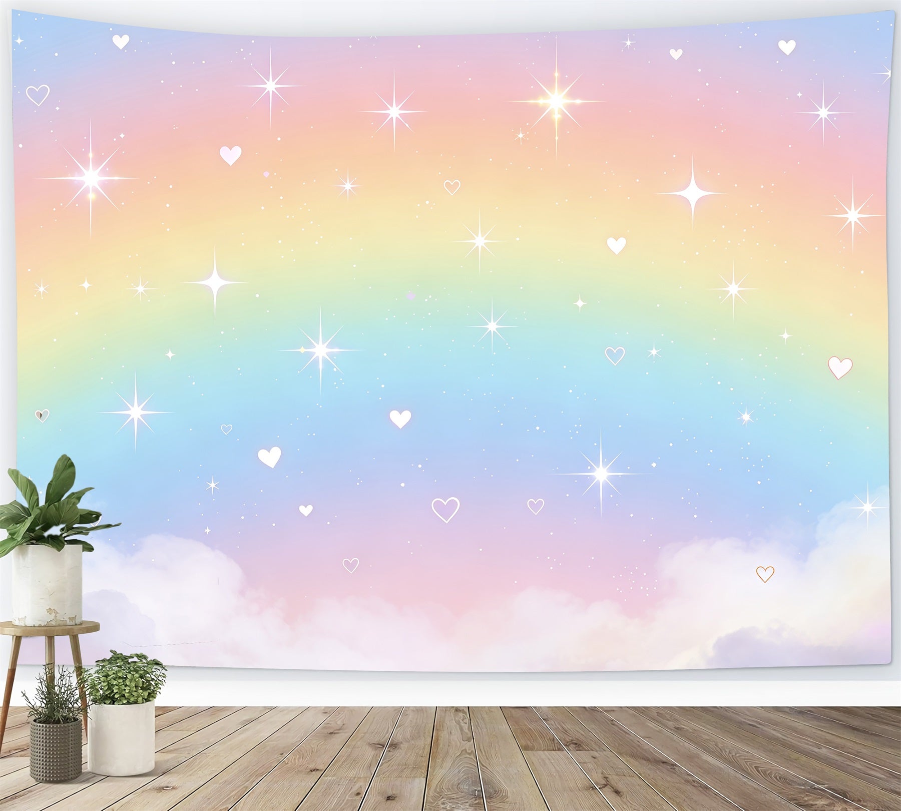 Toile de fond Photo Ciel Arc-En-Ciel Pastel Cœur Étincelles CSH62-124