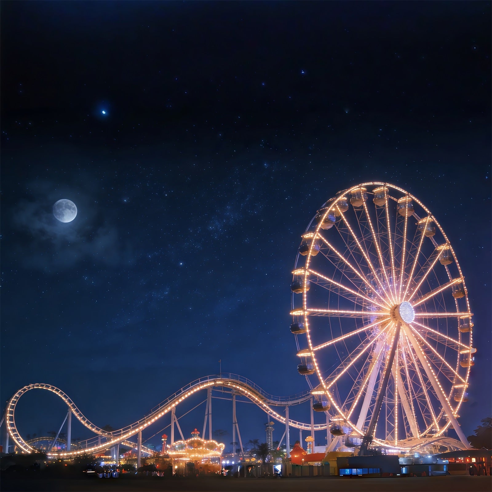 Fond Studio Ciel Grande Roue Lune Parc D’Attractions CSH62-129