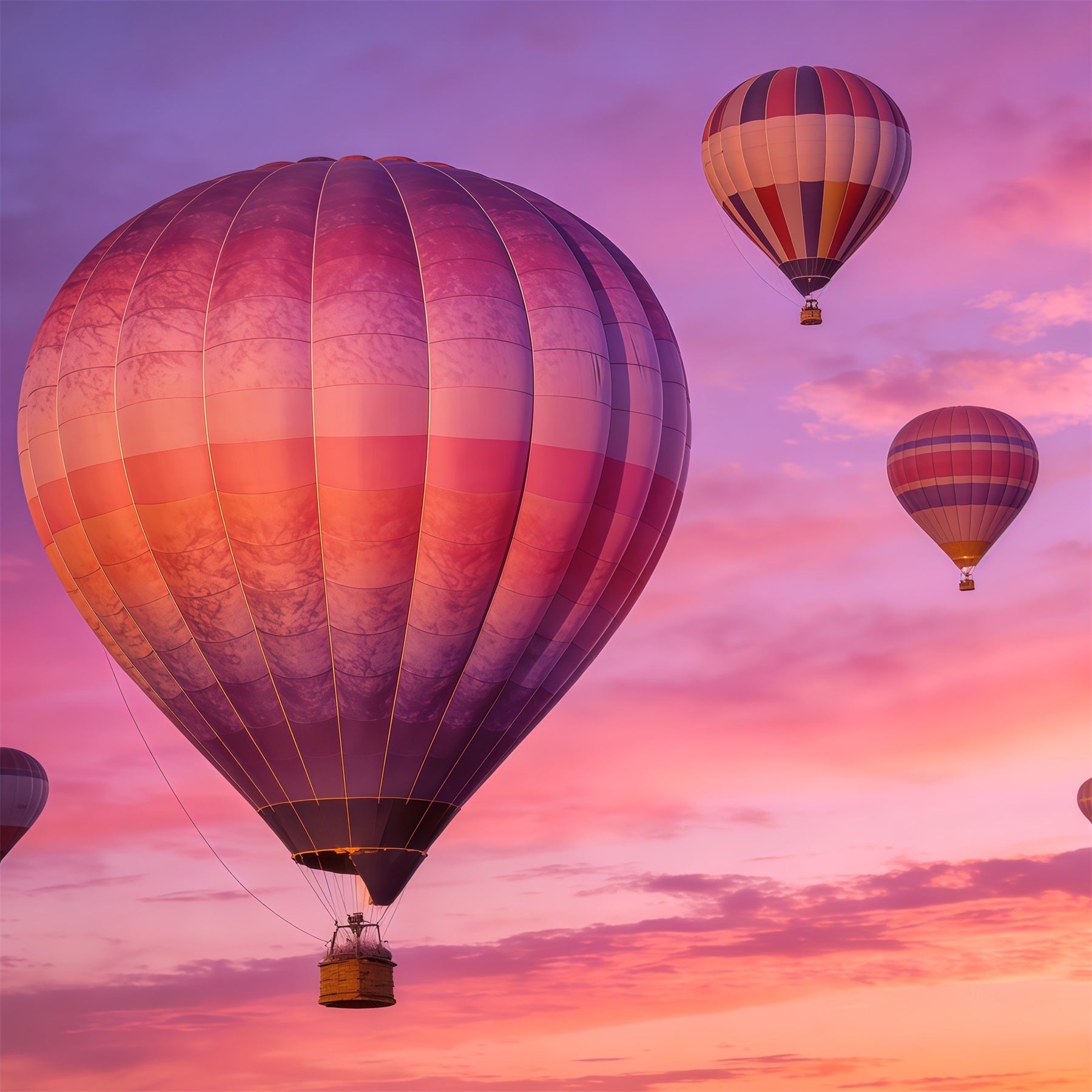 Fond Photo Ciel Montgolfière Pastel Coucher Soleil CSH62-139