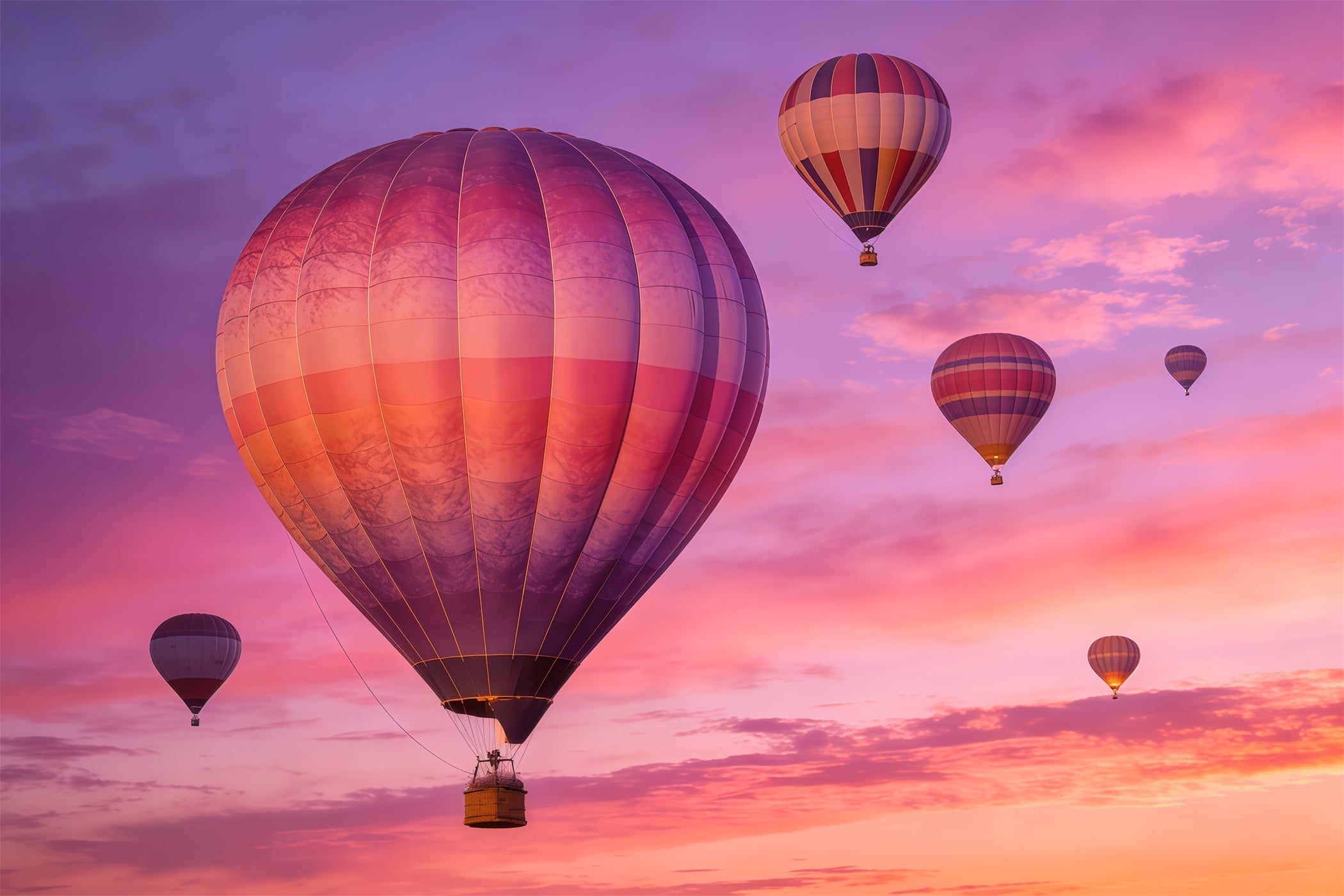 Fond Photo Ciel Montgolfière Pastel Coucher Soleil CSH62-139