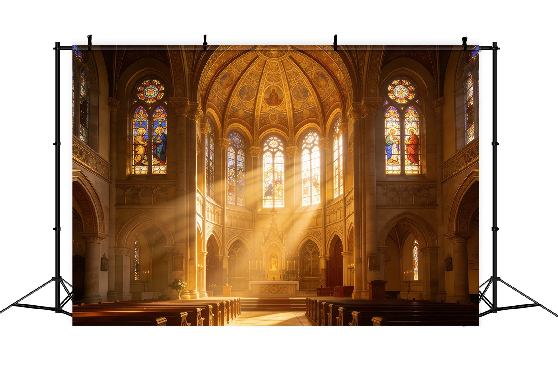Toile de fond Pâques Église Vitrail Rayons Lumineux CSH62-64