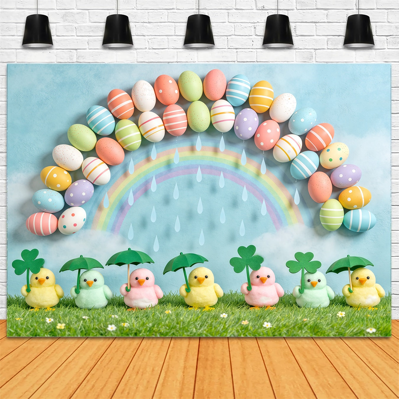 Toile de fond Photo Pâques Œuf Arc-En-Ciel Parapluie Marguerite CSH62-66