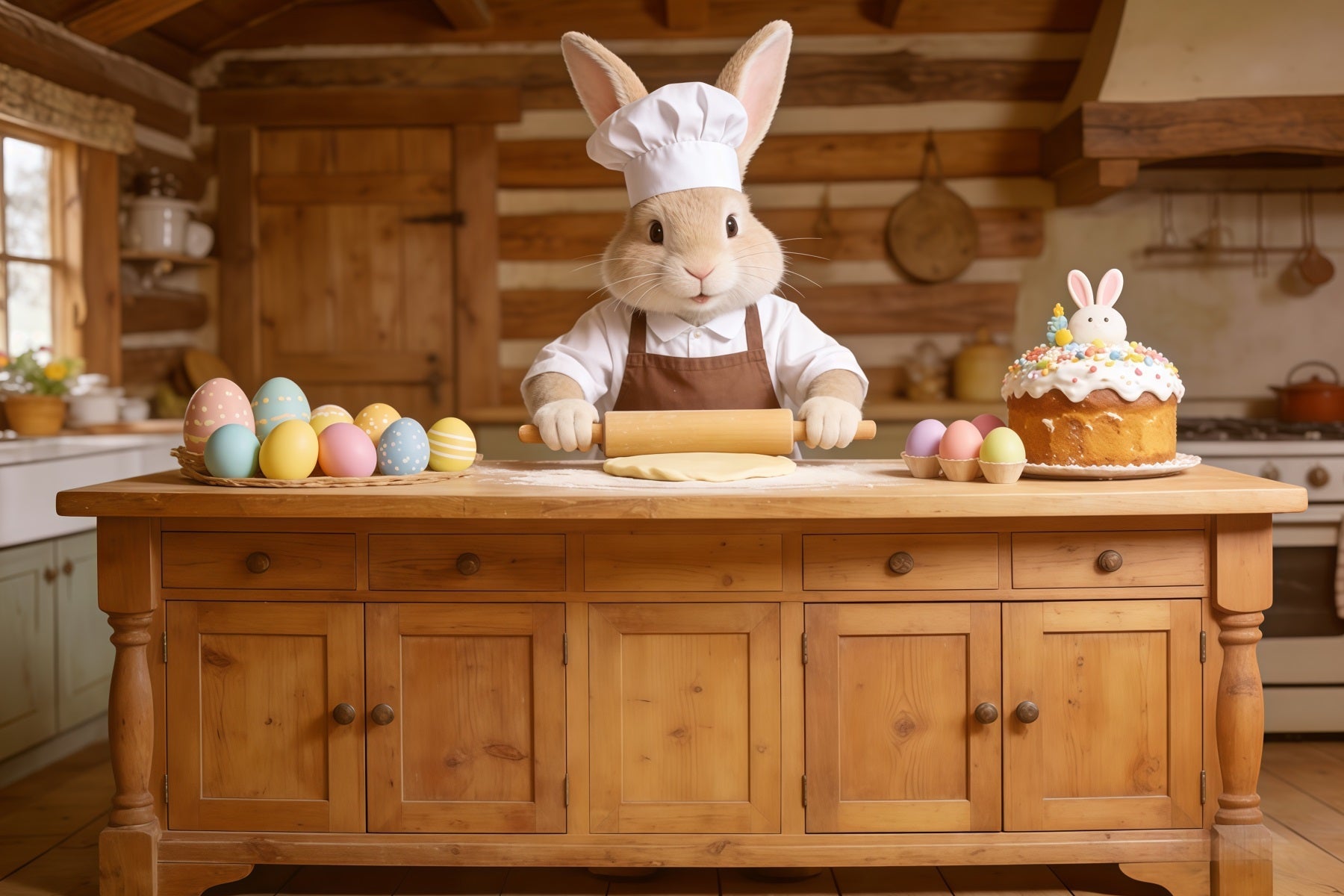 Toile de fond Pâques Lapin Boulanger Gâteau Cuisine CSH62-72