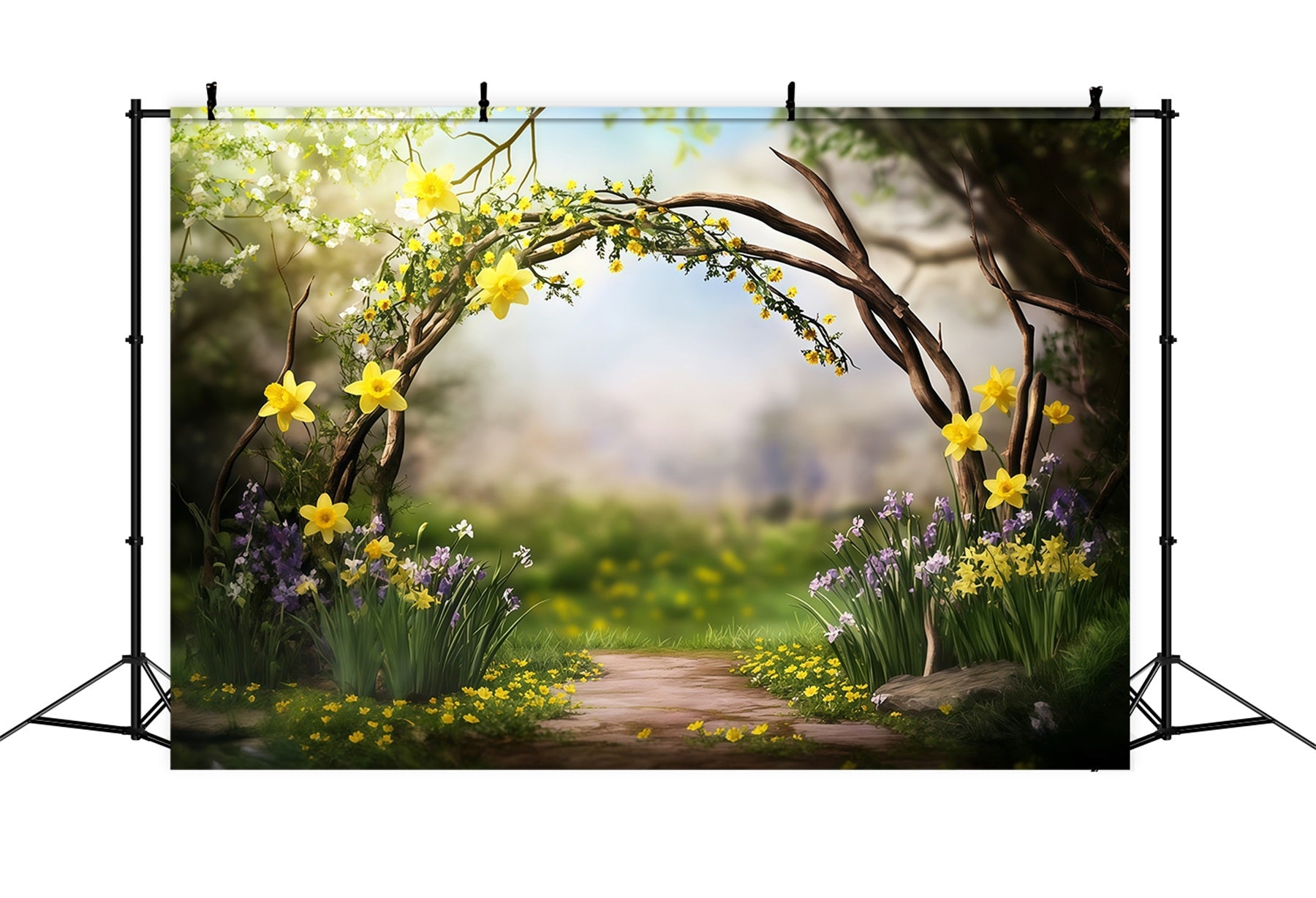 Toile de fond Photo Pâques Arche Branches Fleurs Sauvages CSH62-78