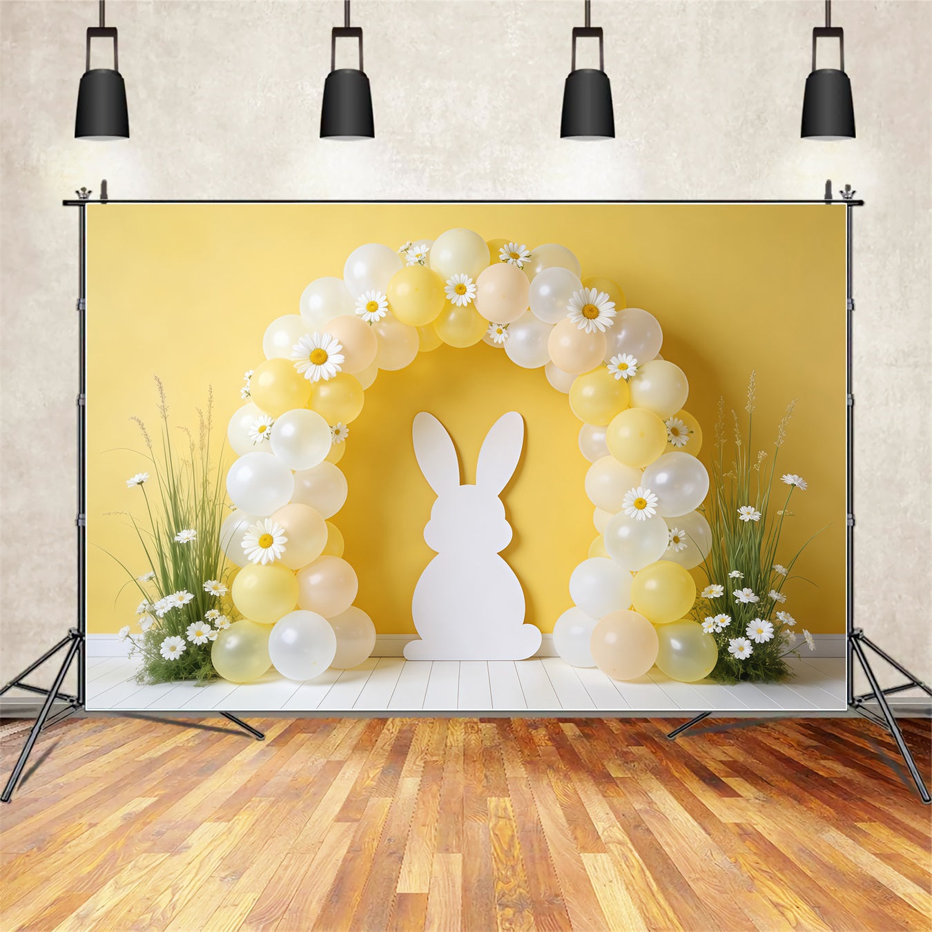 Toile de fond Photo Pâques Arche Ballons Silhouette Marguerite CSH62-94