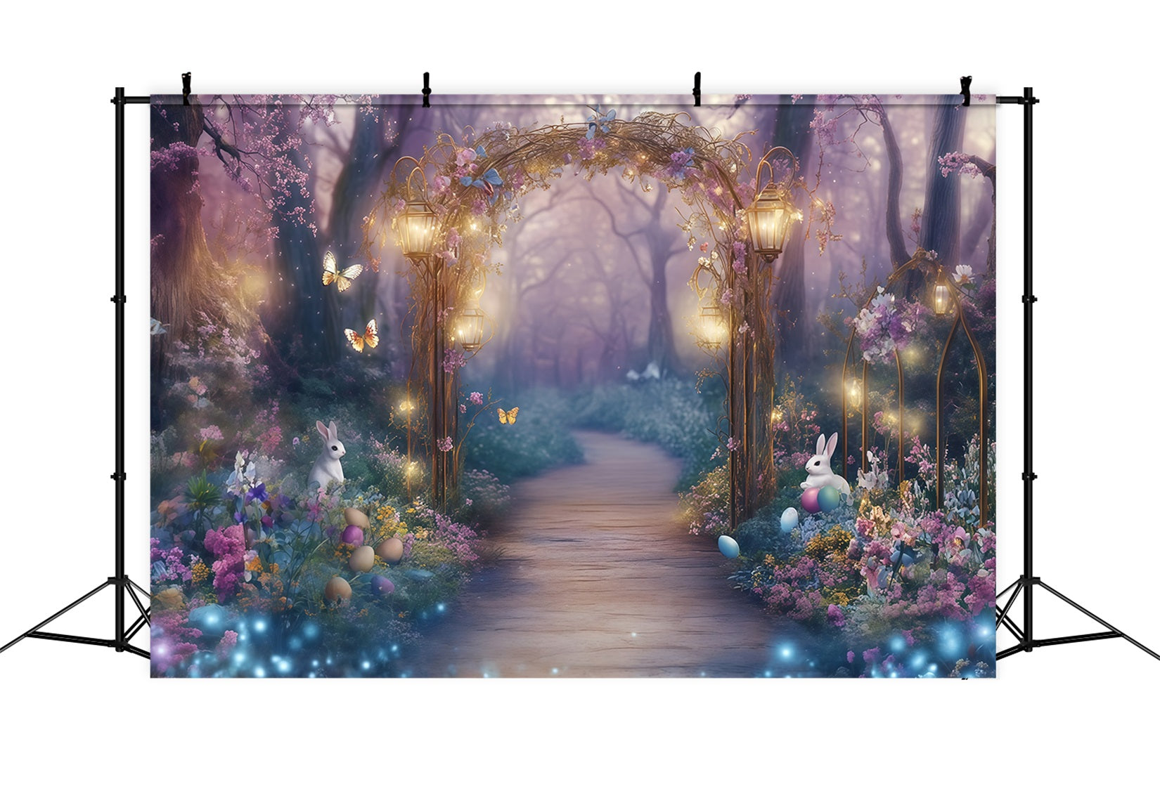 Fond Studio Pâques Sentier Enchanté Lapin Œufs CSH62-95