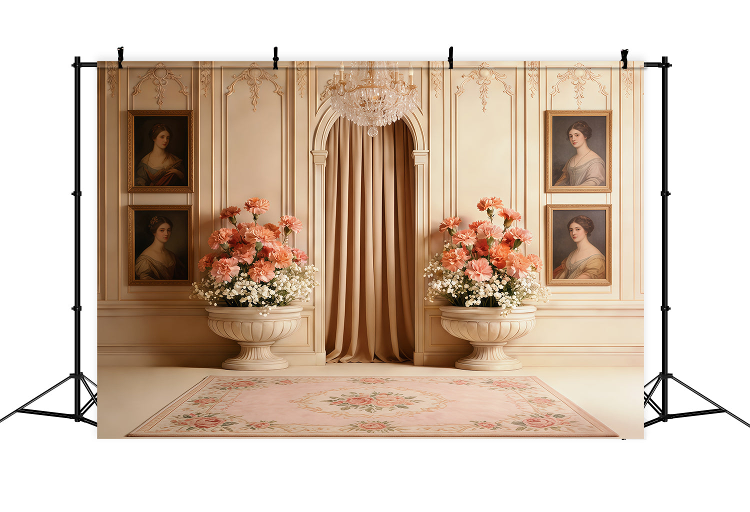 Fond Fête des Mères Œillets Salon Crème Vintage Floral CSH63-54