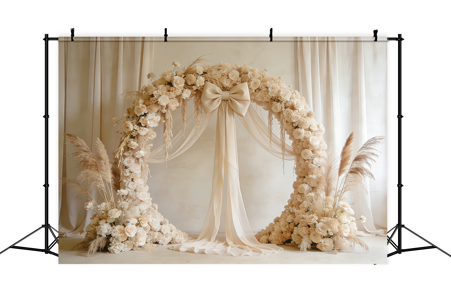 Fond Fête des Mères Couronne Florale Arche Fleurs Pampas Ivoire CSH63-61