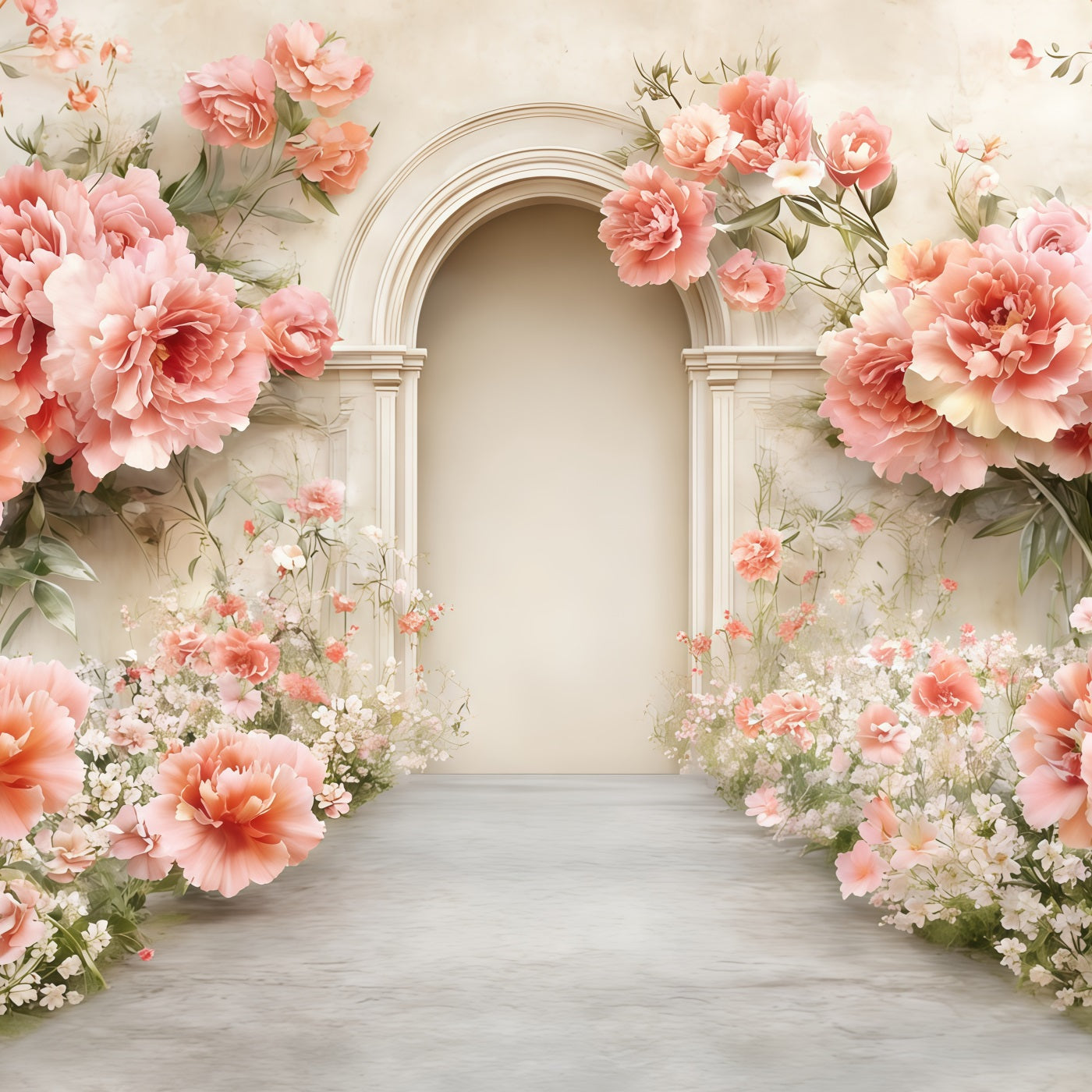 Fond Fête des Mères Œillets Jardin Fleuri Arche Pêche CSH63-64