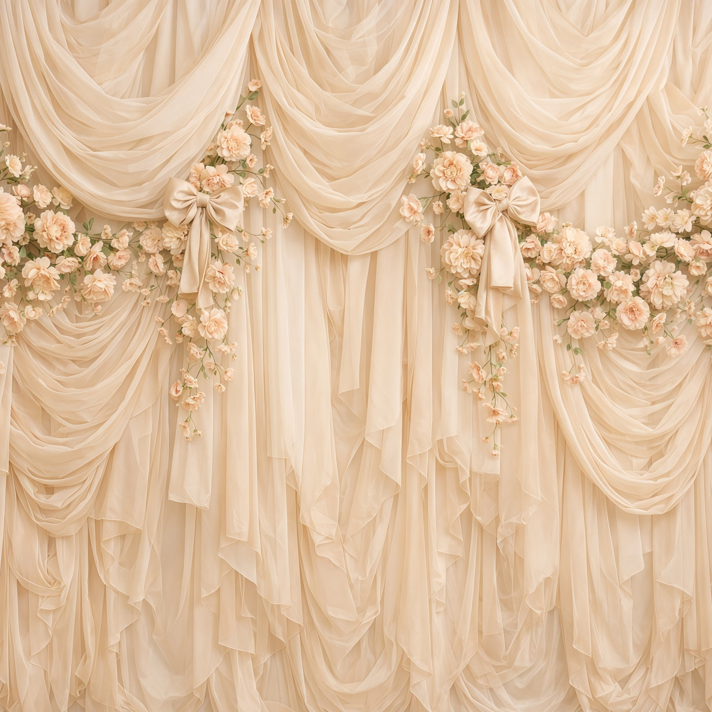 Fond Fête des Mères Nœud Ruban Drapé Champagne Floral CSH63-69