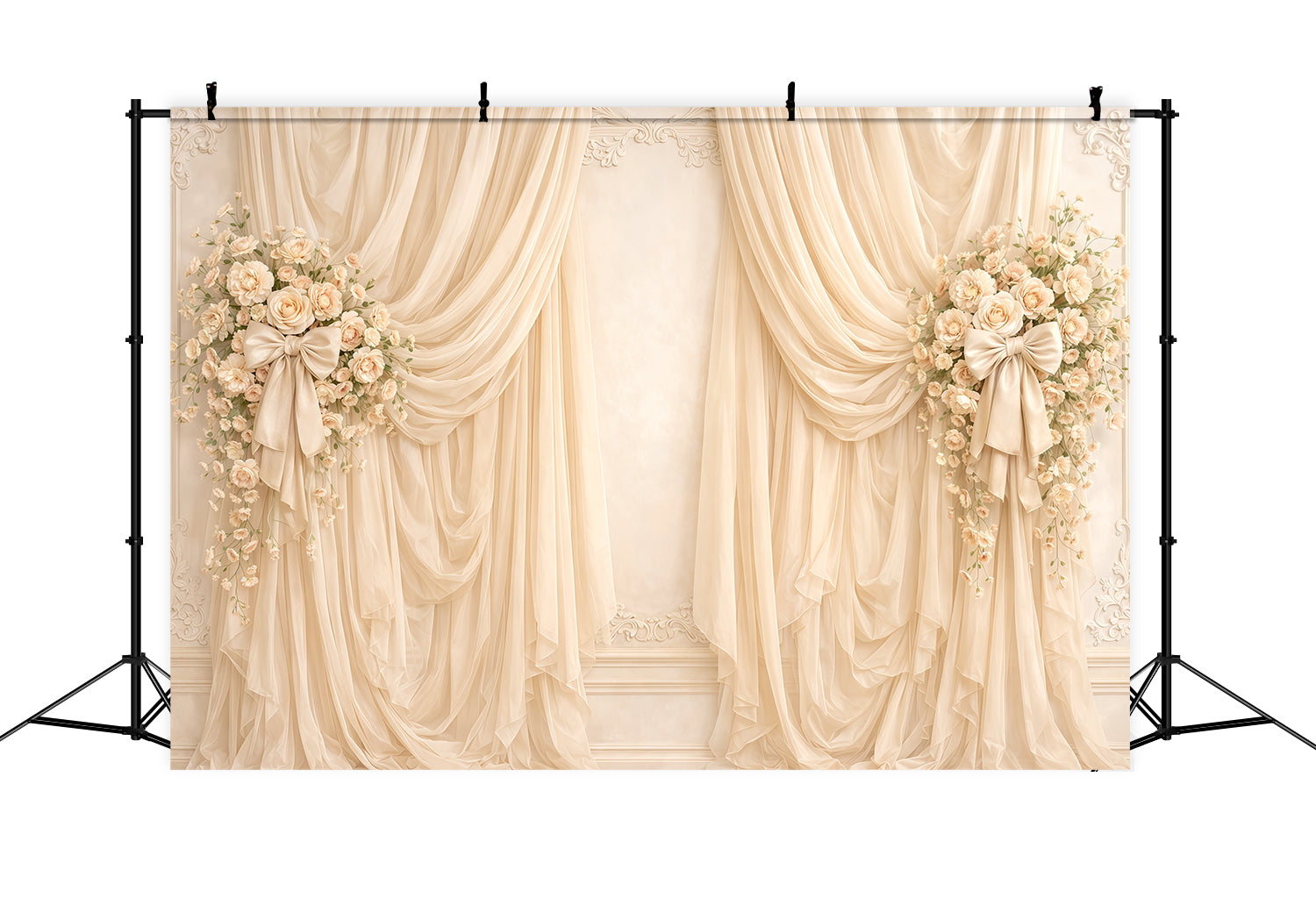 Fond Fête des Mères Nœud Ruban Rideau Ivoire Floral CSH63-70
