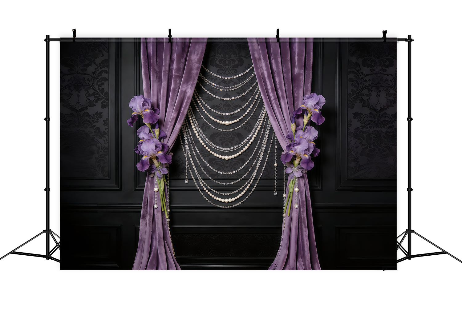 Fond Fête des Mères Voilages Velours Lavande Perles Iris CSH63-77
