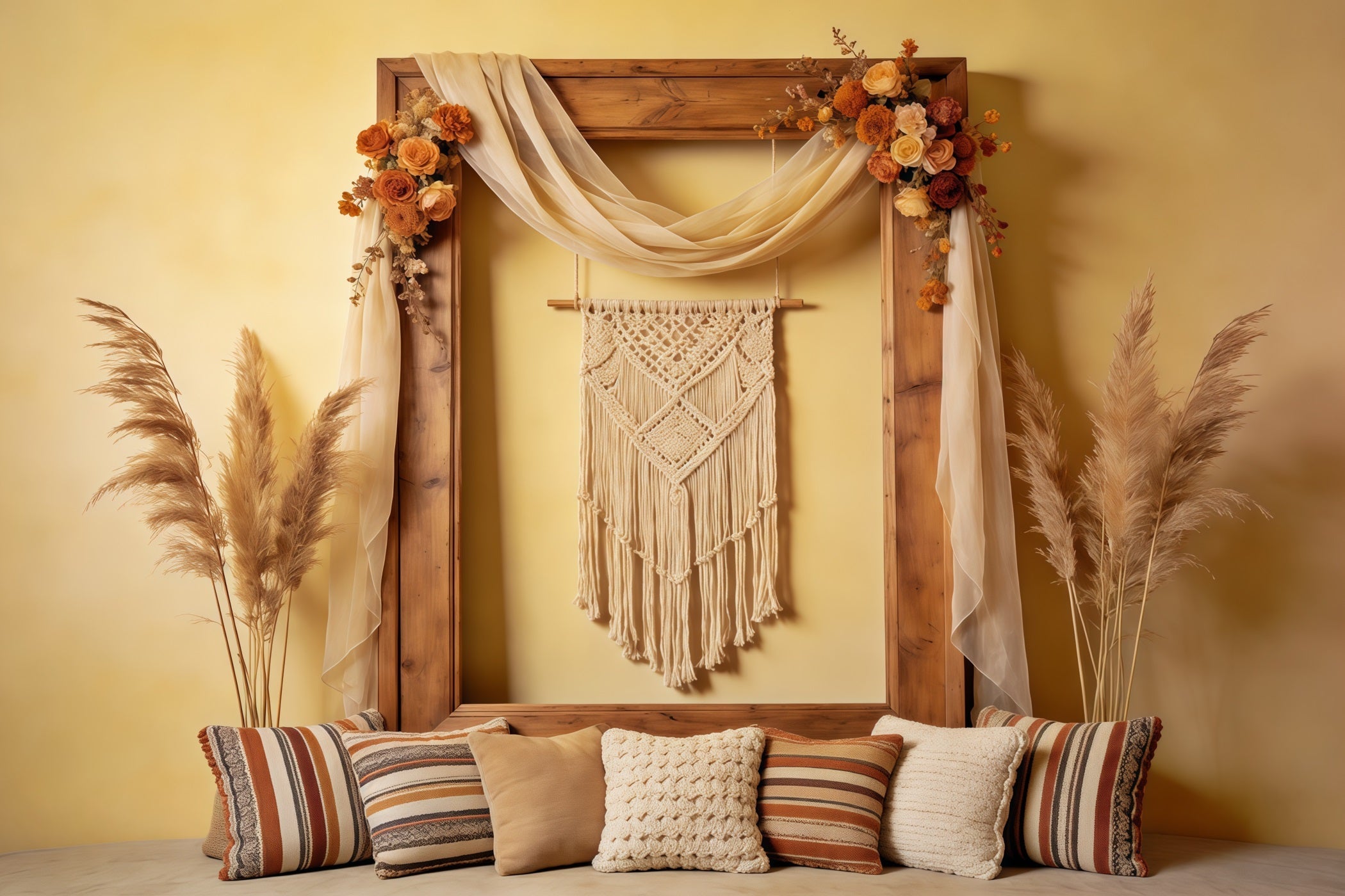 Fond Photo Fête des Mères Arche Bohème Rustique Macramé CSH63-79