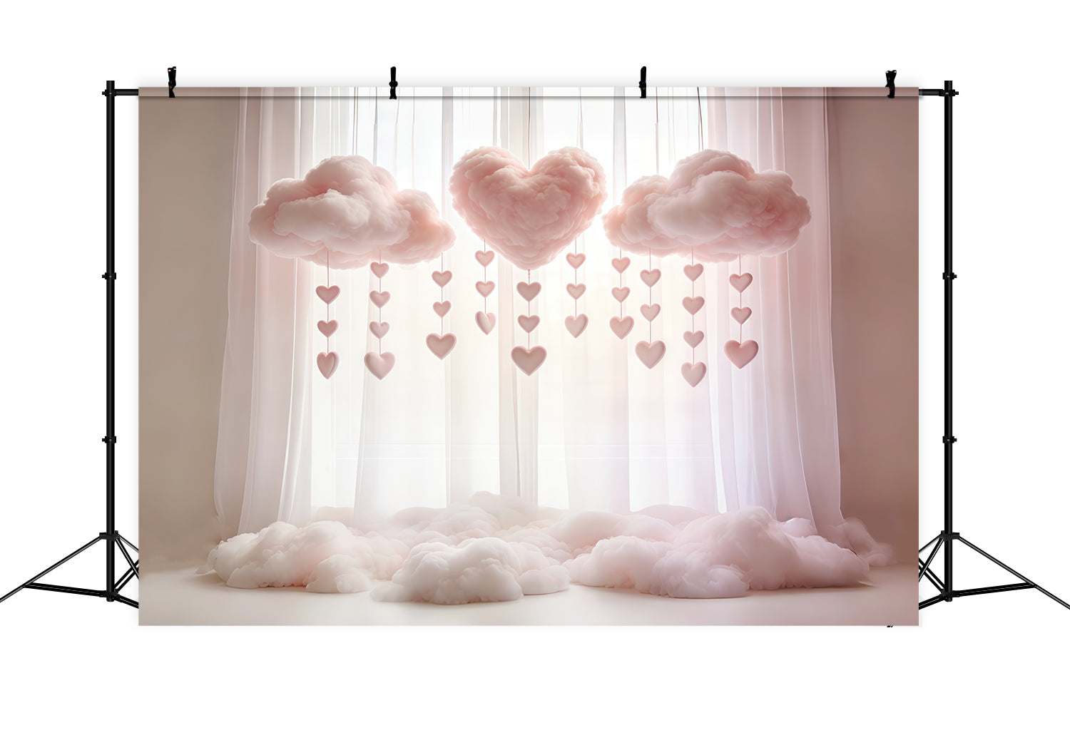 Fond Joyeuse Fête des Mères Nuages Cœur Roses Rêveurs Rideaux CSH63-86