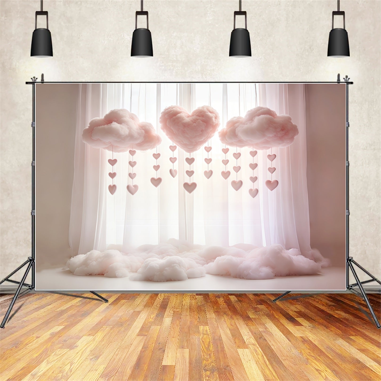 Fond Joyeuse Fête des Mères Nuages Cœur Roses Rêveurs Rideaux CSH63-86