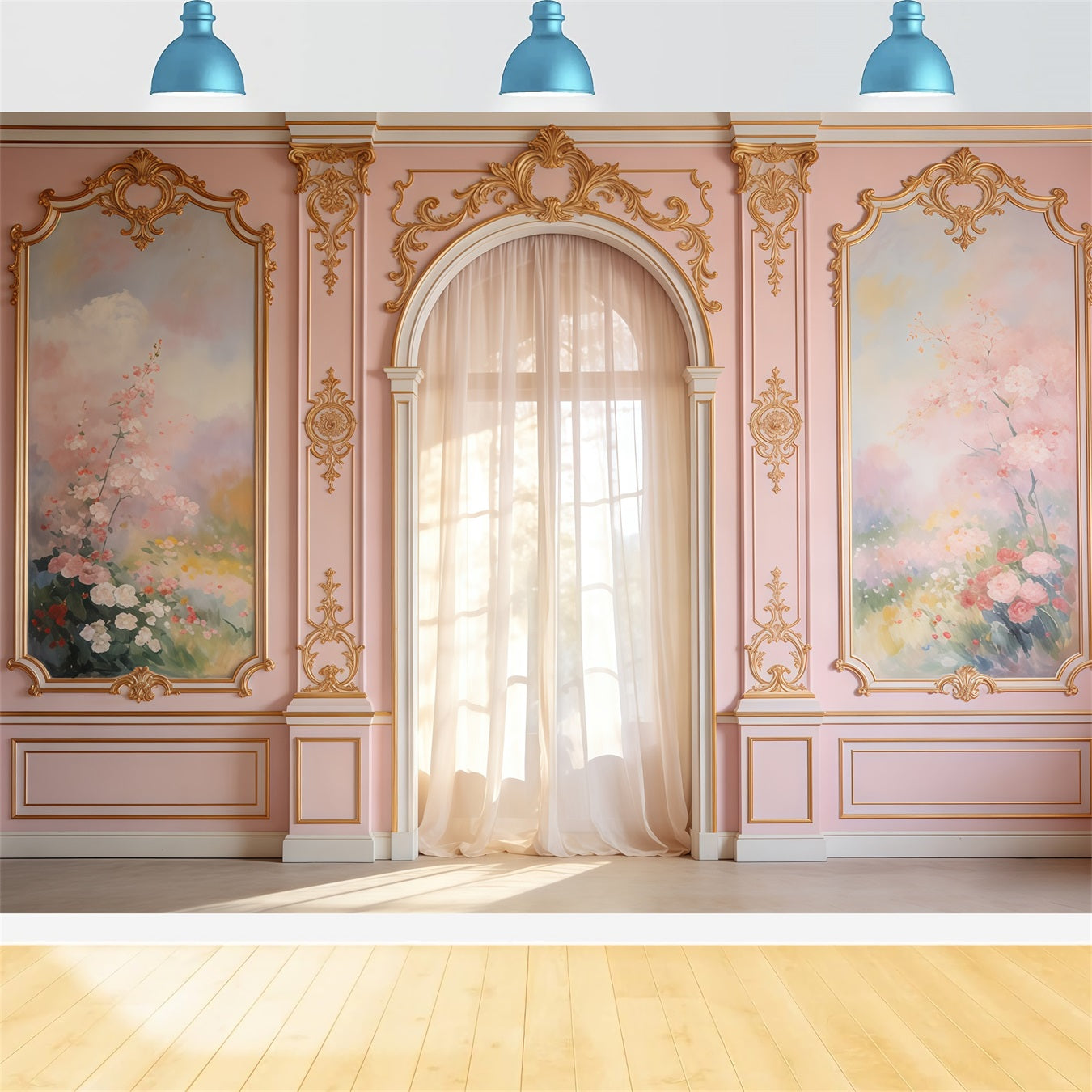 Fond Fête des Mères Floral Rococo Mur Rose Arche Fleurie CSH63-87