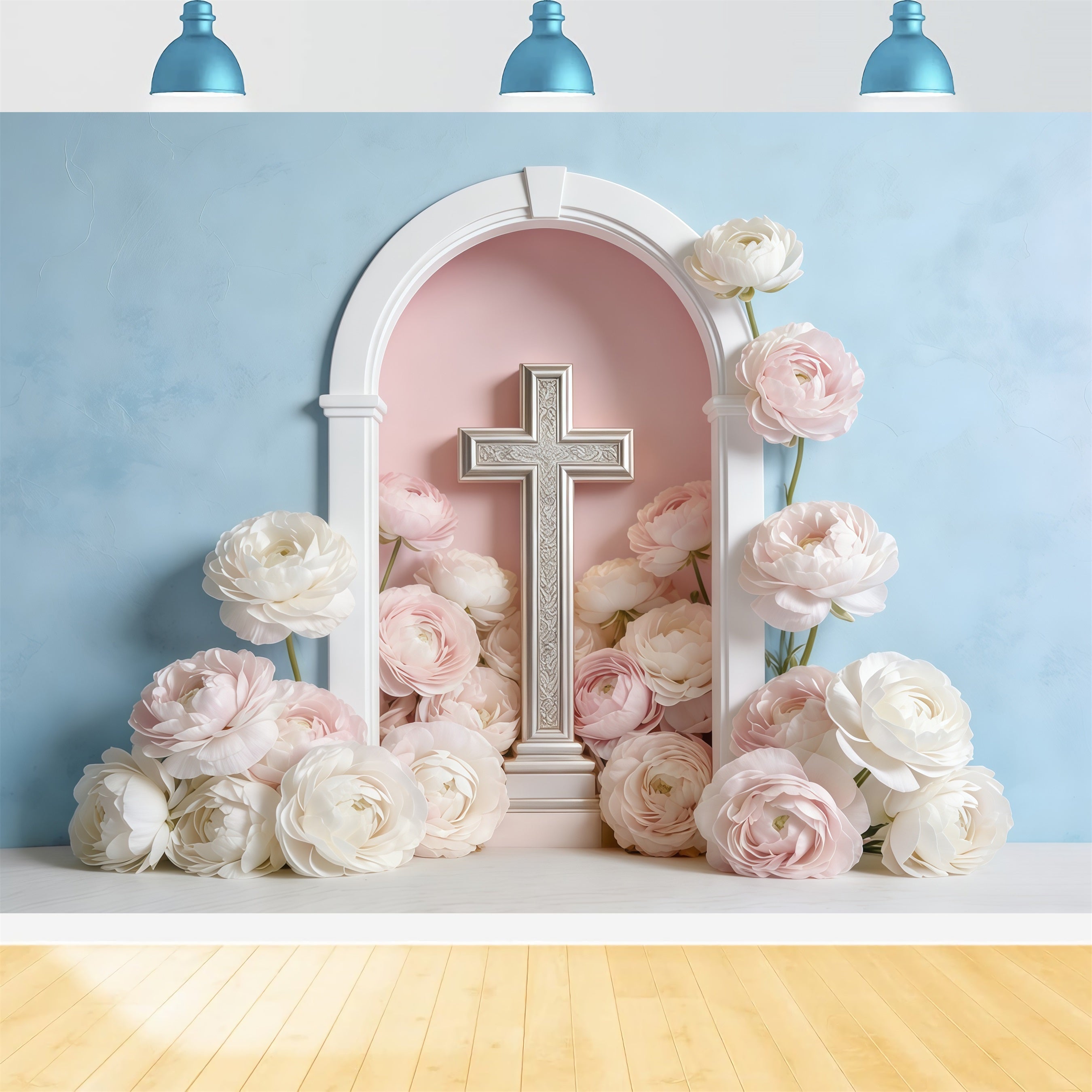 Fond Église Fête des Mères Arche Croix Florale Pastel CSH63-92