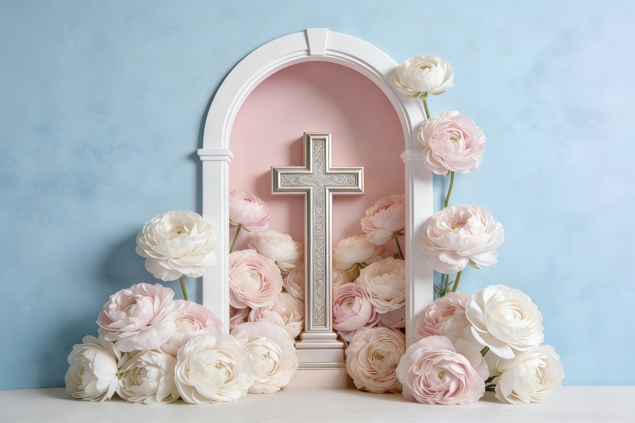 Fond Église Fête des Mères Arche Croix Florale Pastel CSH63-92