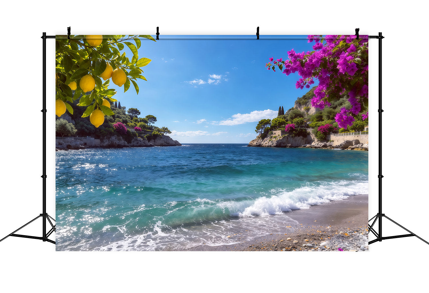 Fond Côte Amalfitaine Fleurs de Citron Crique Bleue Côtière Été CSH64-80