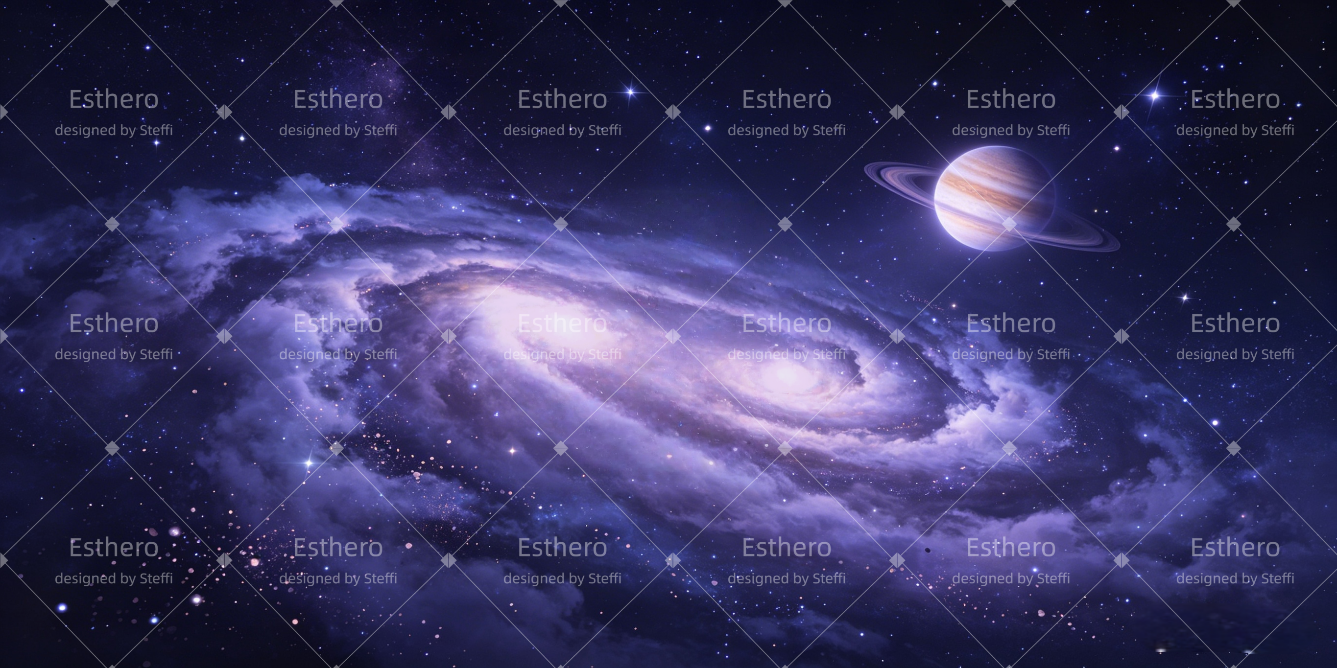 Toile de fond espace galaxie spirale ciel de Saturne décor VBS CSH64-T8
