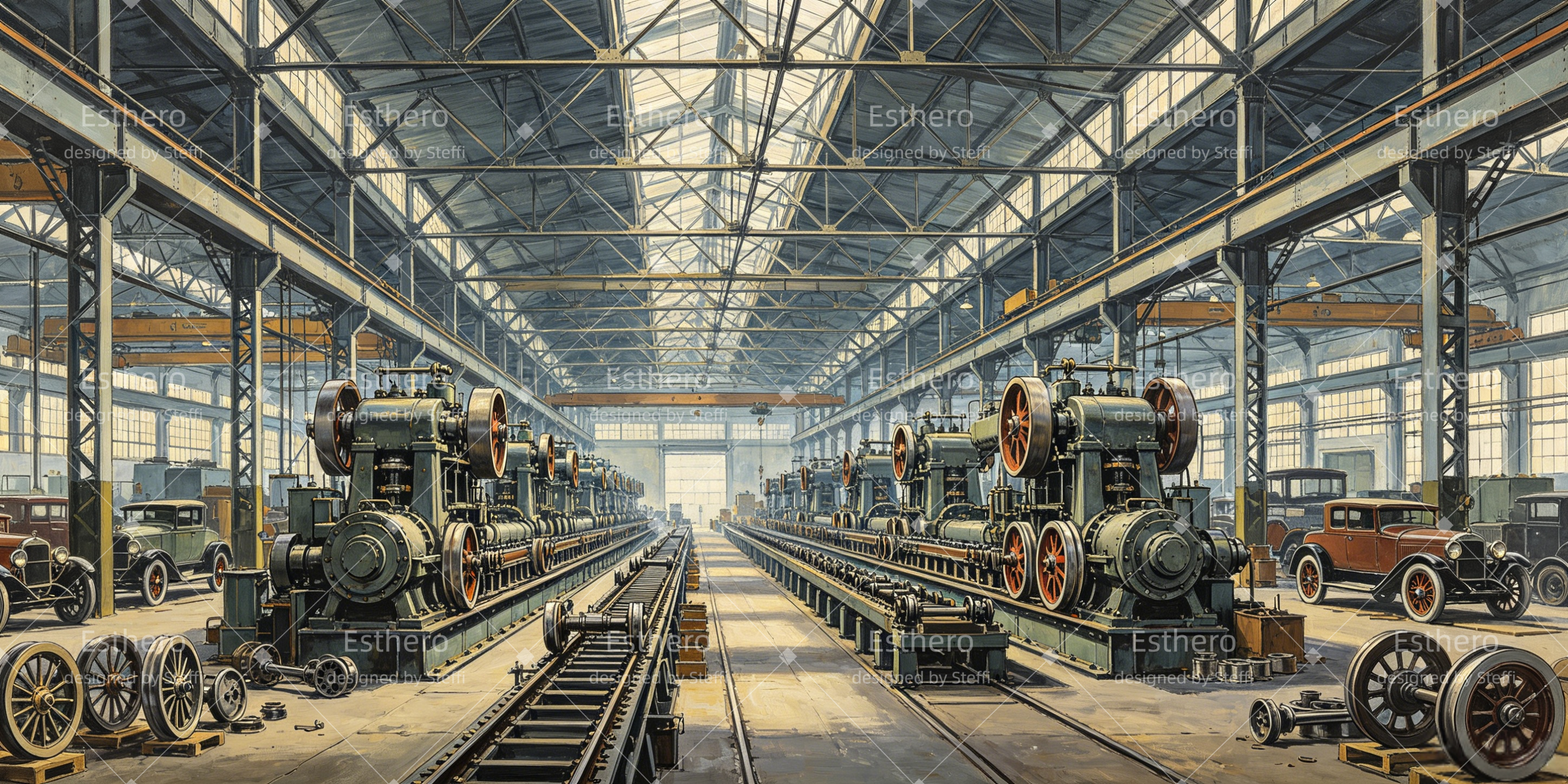 Toile de Fond Théâtre Usine de Machines à Vapeur Décor de Scène CSH66-T27