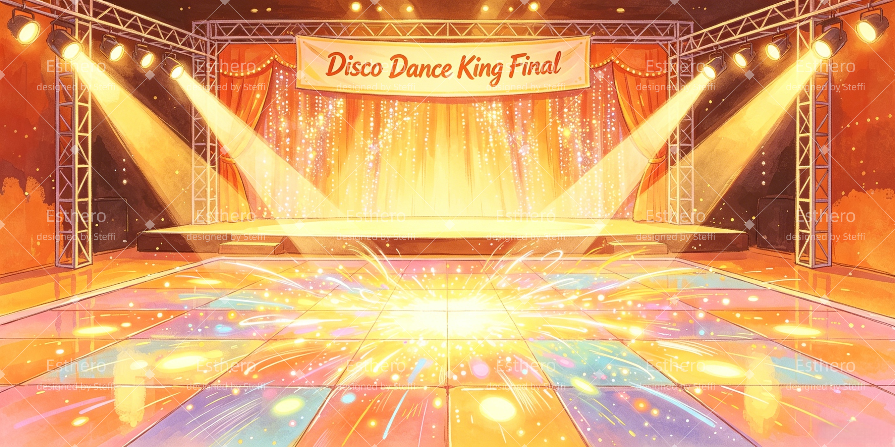 Décor musical Finale danse disco scène Broadway CSH66-T60