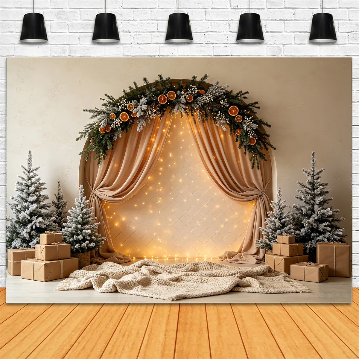 Fond De Lumières De Noël Rideau De Guirlande En Arc Givré Décor De Noël CSH68-56