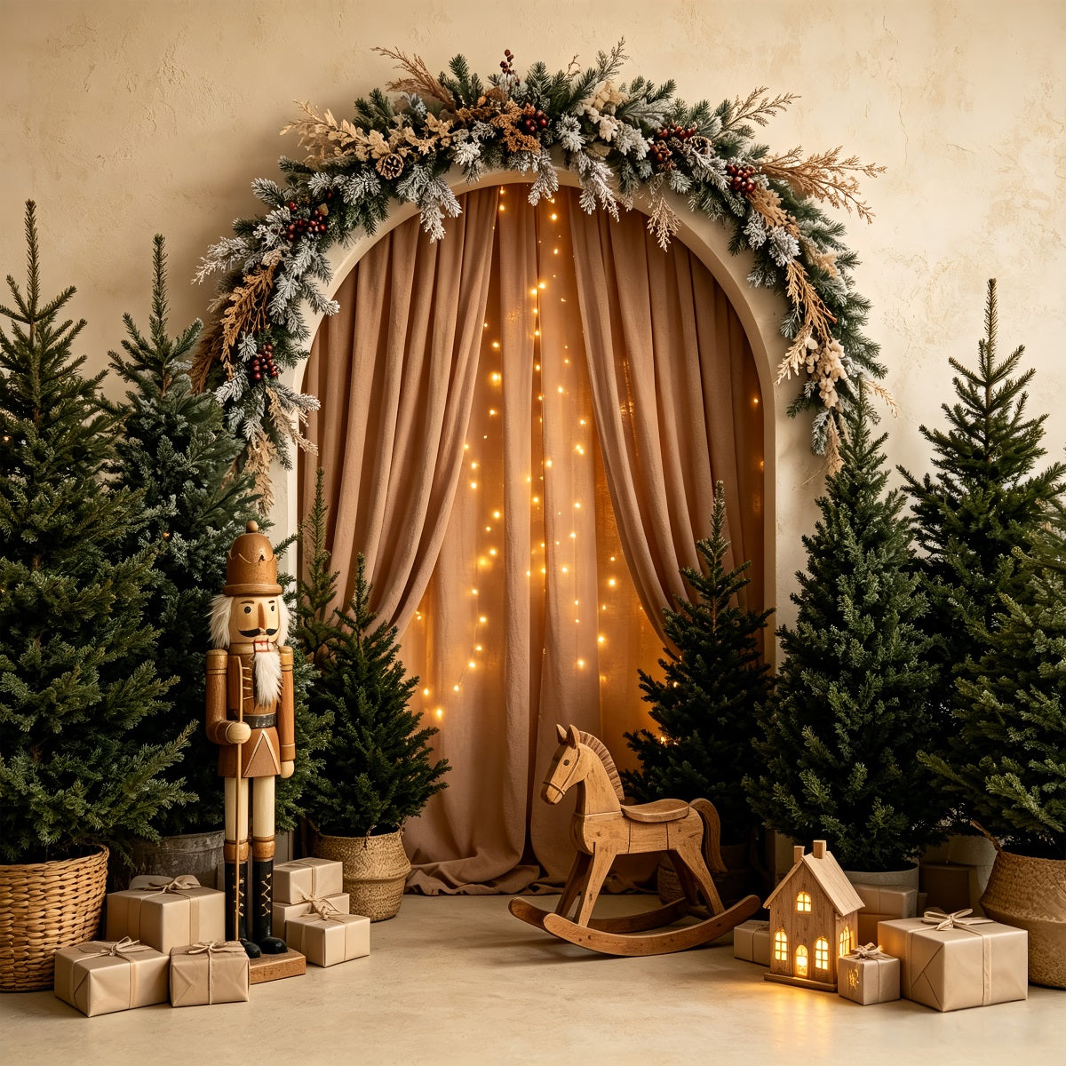 Fond De Sapin De Noël Casse-Noisette De L'Arche Des Bois Décors De Noël Professionnels CSH68-58