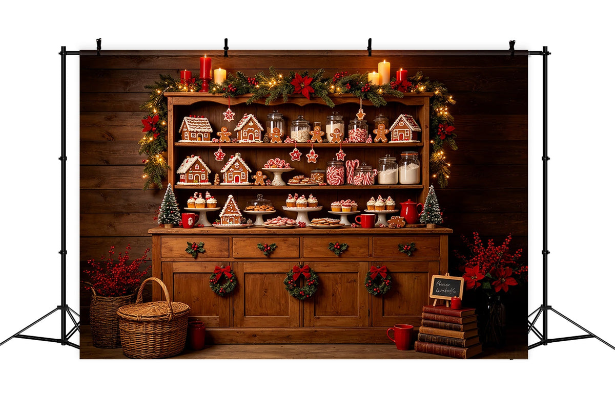 Décor De Boulangerie De Noël Armoire À Bonbons En Pain D'Épice Décors Photographiques De Noël CSH68-59