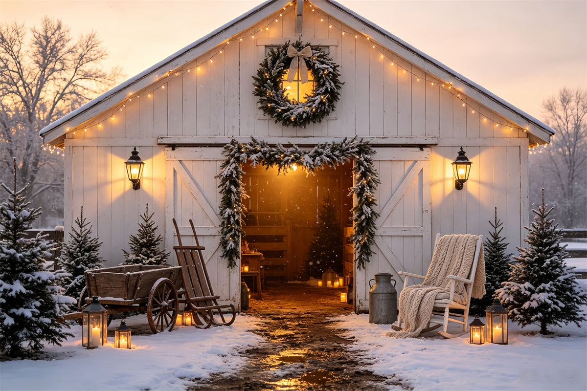 Décor De Porte De Grange De Noël Lueur Hivernale Des Lanternes De Grange Décors De Noël CSH68-62