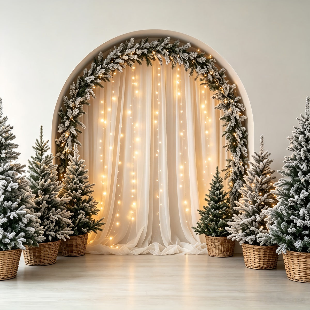 Décor De Noël Bohème Pins À Arches Givrées Décor Photographique De Noël CSH68-66