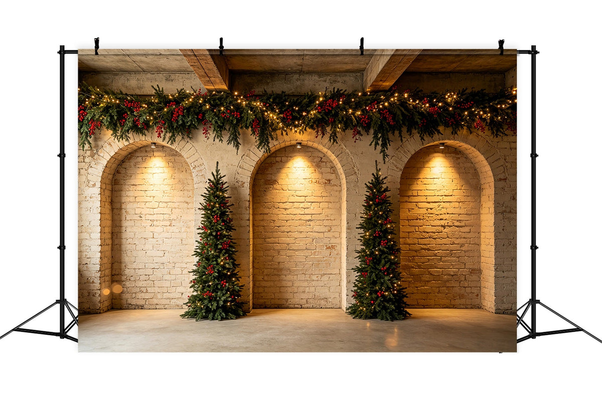 Décor Mural De Noël Arbres En Guirlande D'Arches De Briques Décors Photo De Noël CSH68-68