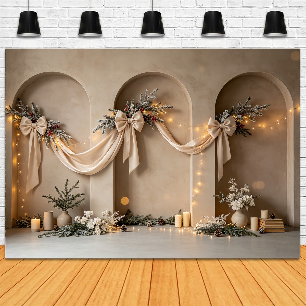 Décor De Noël Bohème Décoration Élégante En Ruban D'Arche Décors De Noël Pour Photos CSH68-75