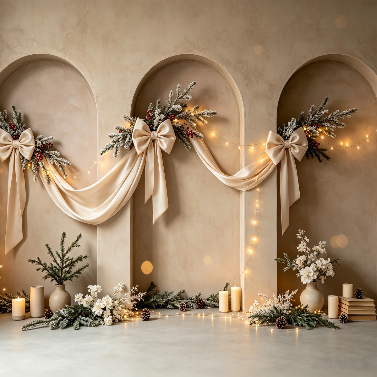 Décor De Noël Bohème Décoration Élégante En Ruban D'Arche Décors De Noël Pour Photos CSH68-75