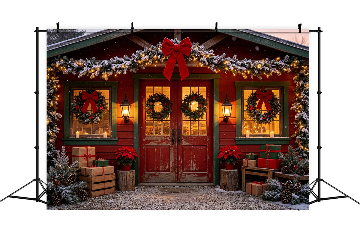Décor De Cabane De Noël Décoration De Porte De Maison Rustique Toiles De Fond En Mousseline De Noël CSH68-88