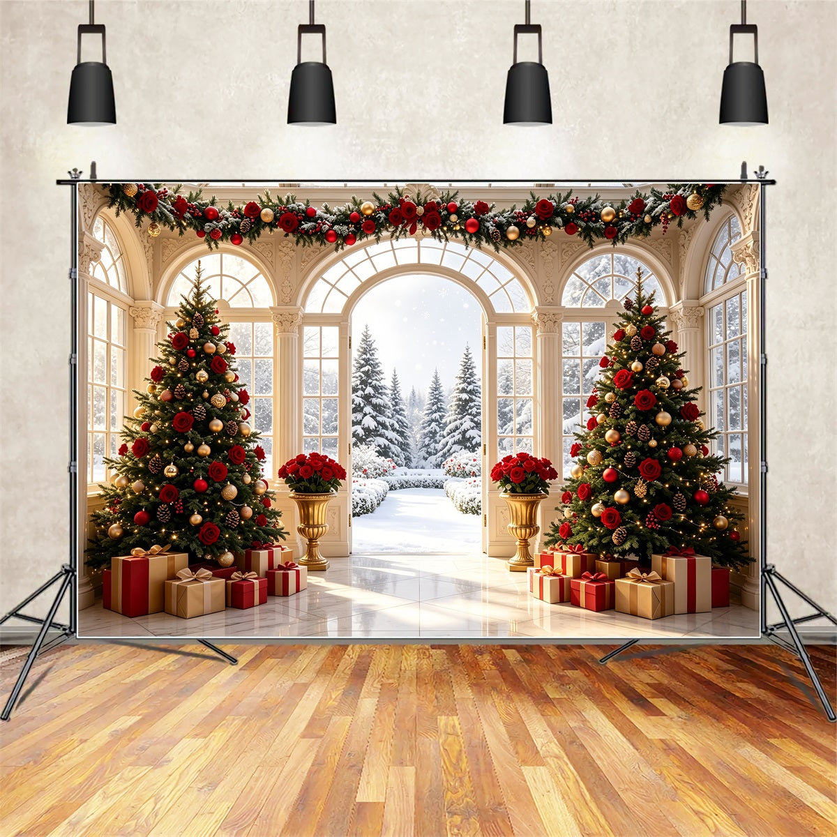 Décor De Porte De Noël Rose Conservatory Snow View Grand Décor De Noël CSH69-1