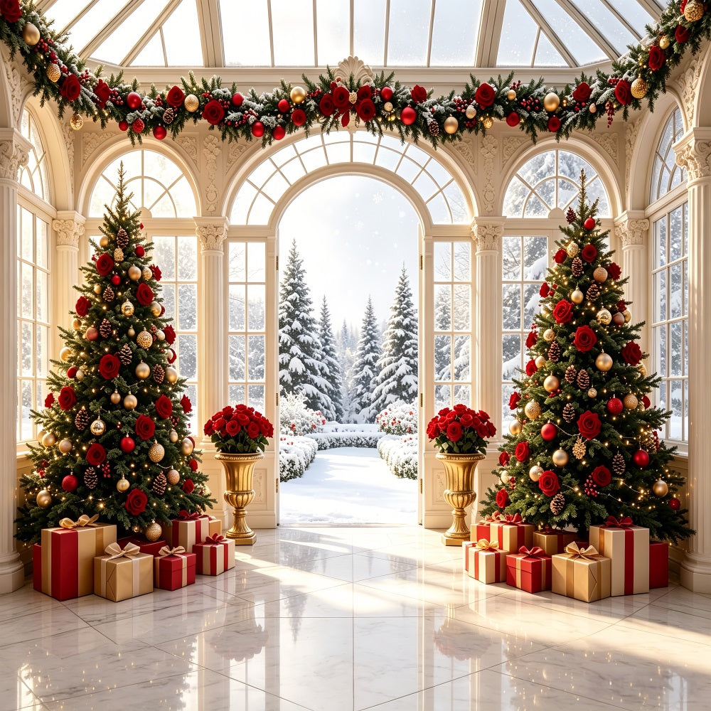 Décor De Porte De Noël Rose Conservatory Snow View Grand Décor De Noël CSH69-1