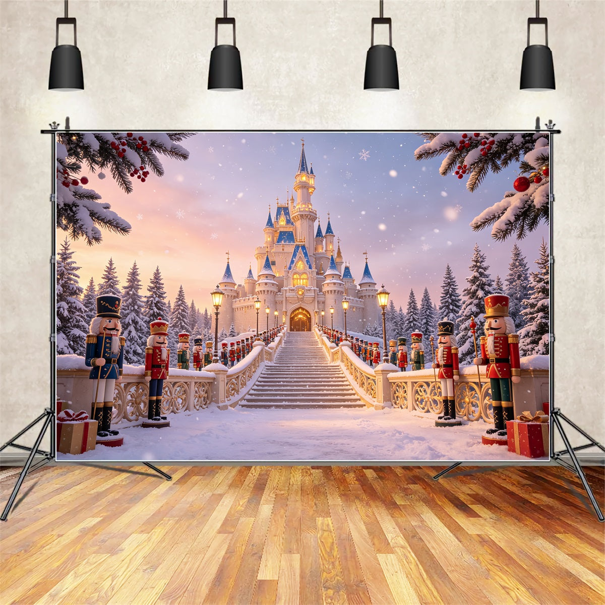 Décor De Noël Casse-Noisette Entrée Du Château De La Forêt Enneigée Décors De Studio Pour Noël CSH69-10