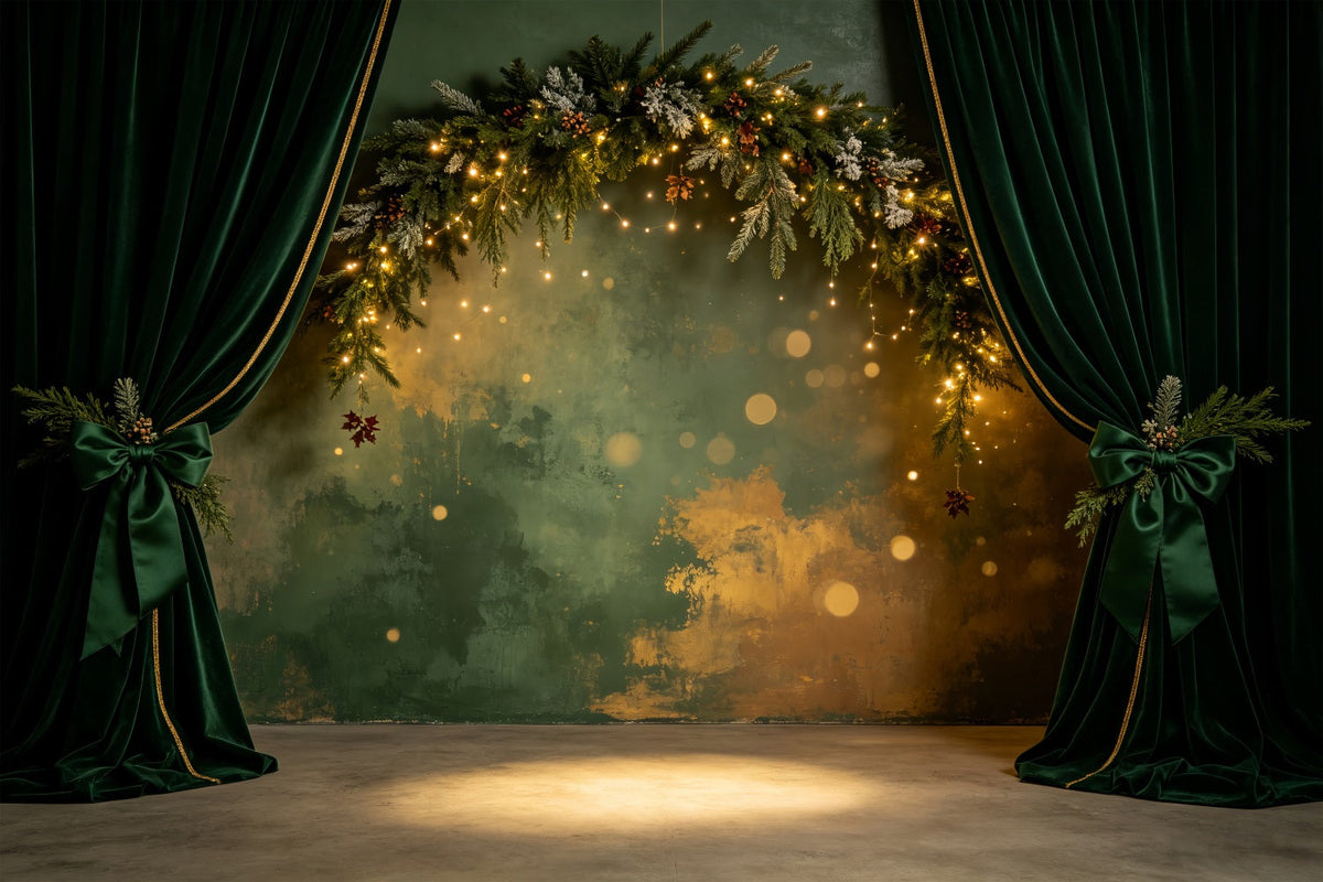 Décor Mural De Noël Arche De Guirlande En Velours Émeraude Décor Intérieur De Noël CSH69-18