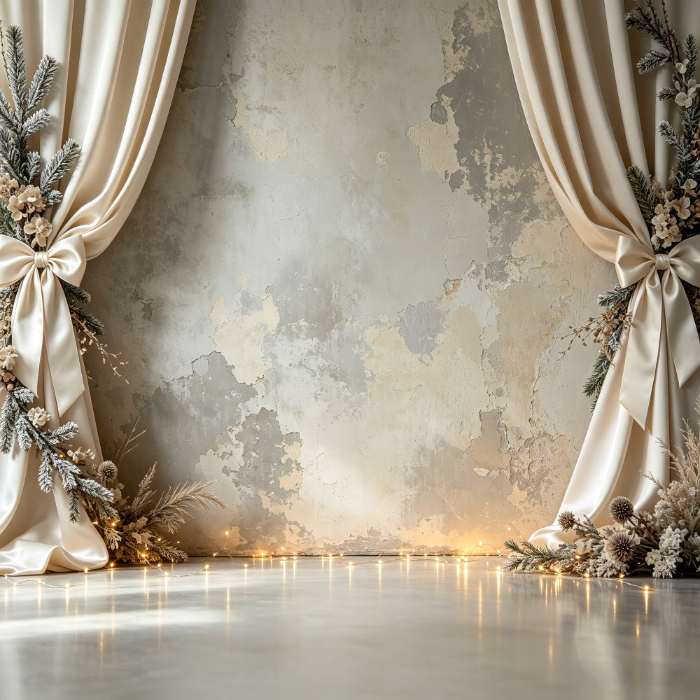 Décors Muraux De Noël Arche Florale Drapée Ivoire Décors De Noël D'Intérieur CSH69-19