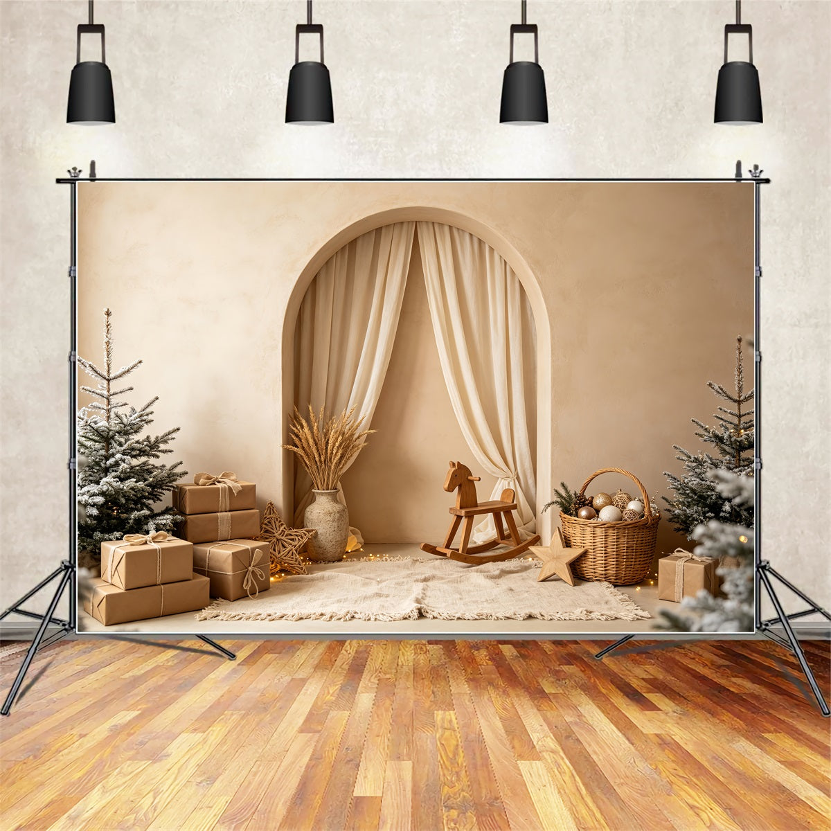 Décor De Noël Bohème Cheval À Bascule À Arche Neutre Décors De Noël CSH69-2