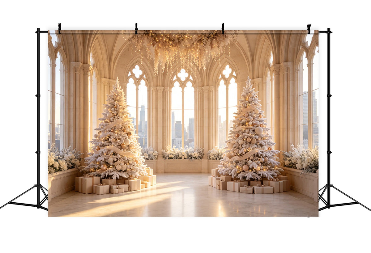 Décor De Noël Victorien Salle De La Cathédrale Blanche Fond De Noël Professionnel CSH69-20