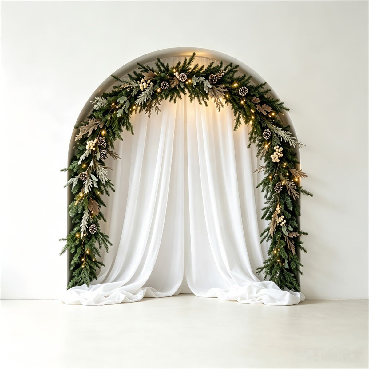 Fond Blanc De Noël Arche De Guirlande De Draperie Élégante Décor De Noël CSH69-26
